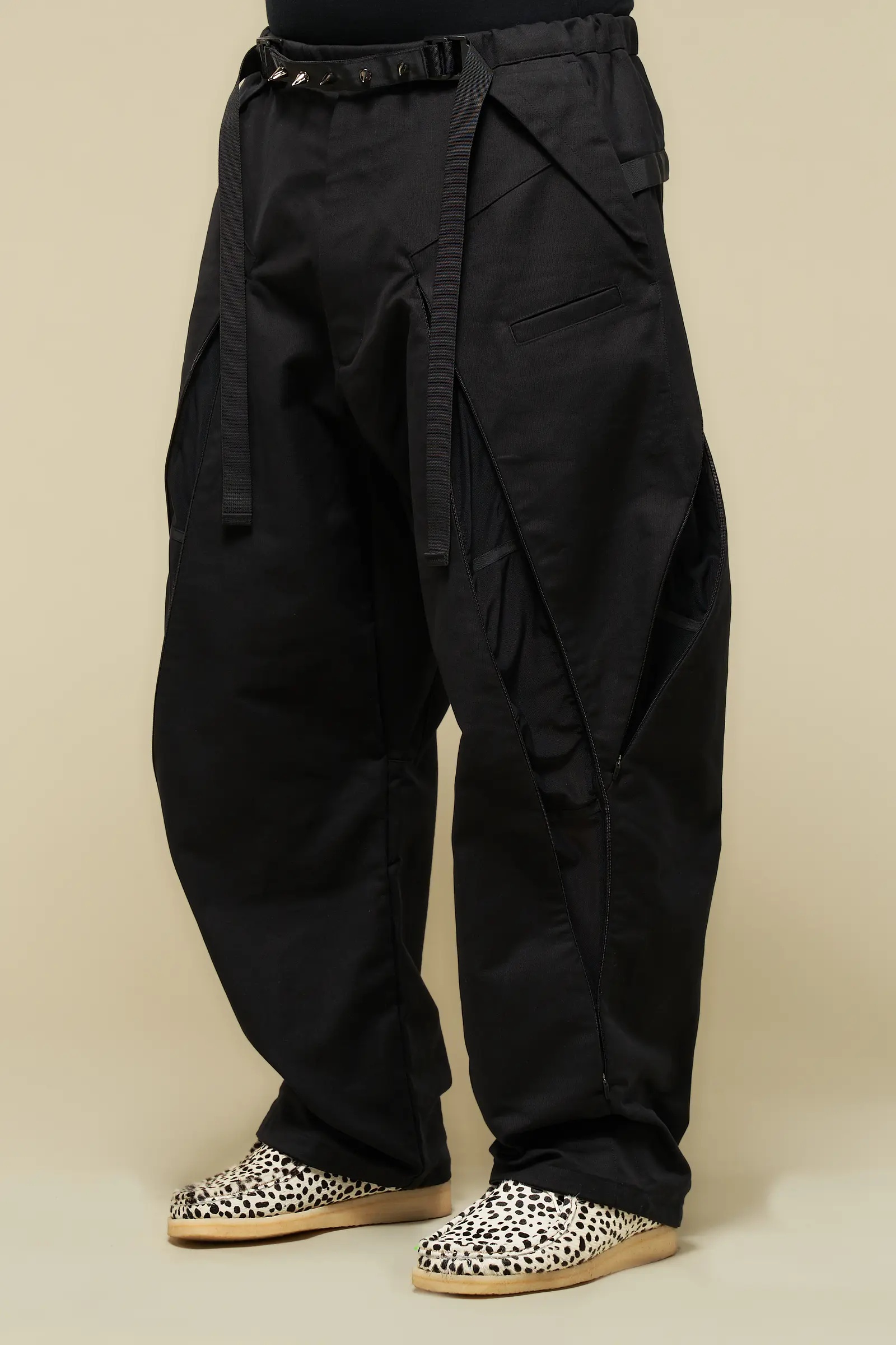 P55-KI Cotton Web Belt Vent Pants Black - 11