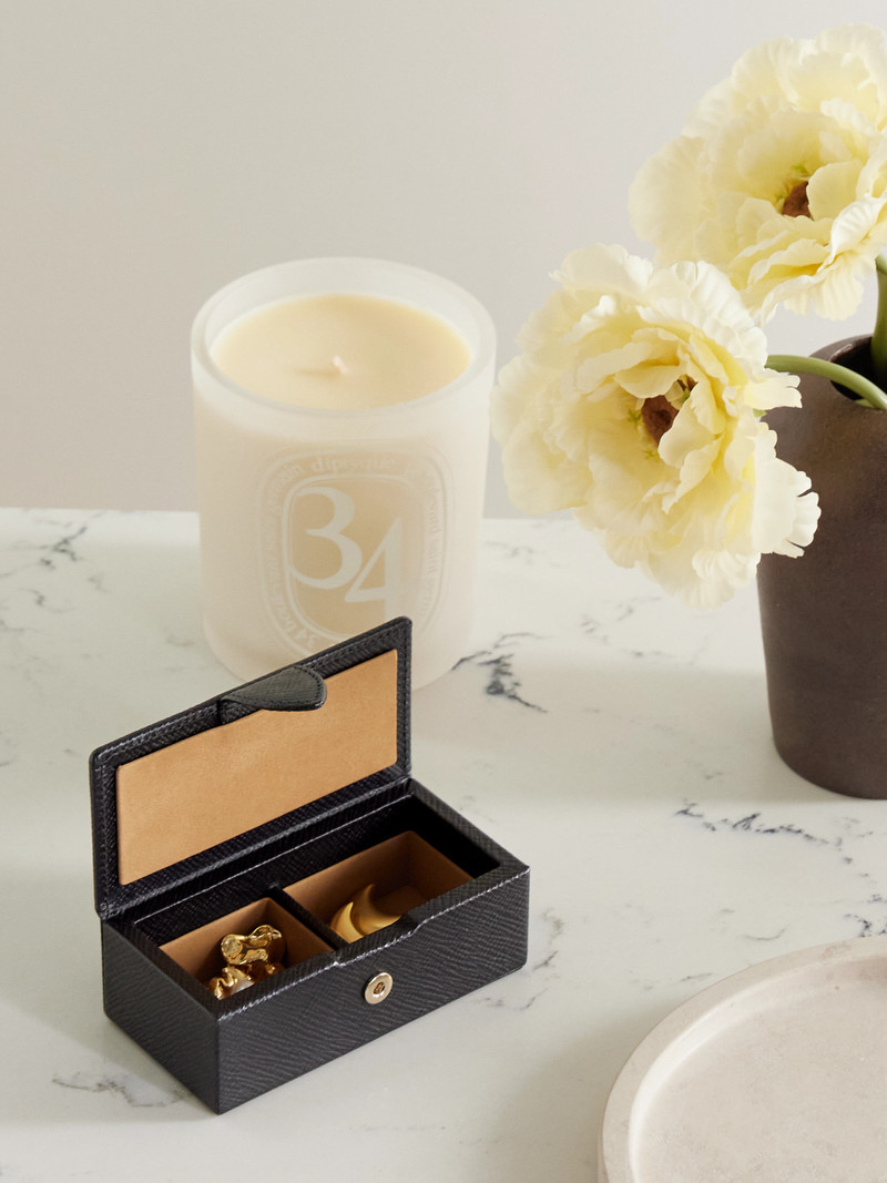 Smythson Panama Mini Textured-leather Jewelry Box outlook