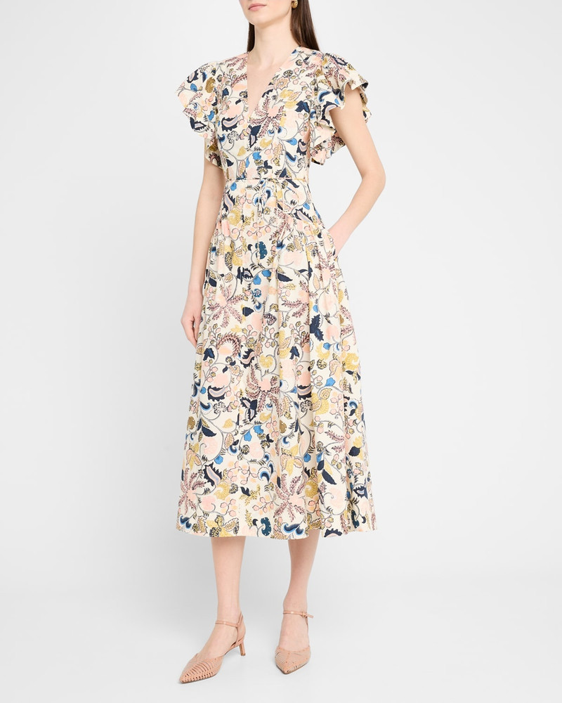 ULLA JOHNSON Darya Drop-Waist Midi Dress outlook