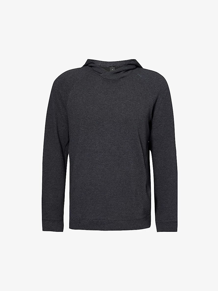 Slip-pocket regular-fit stretch cotton-blend hooded sweatshirt - 1