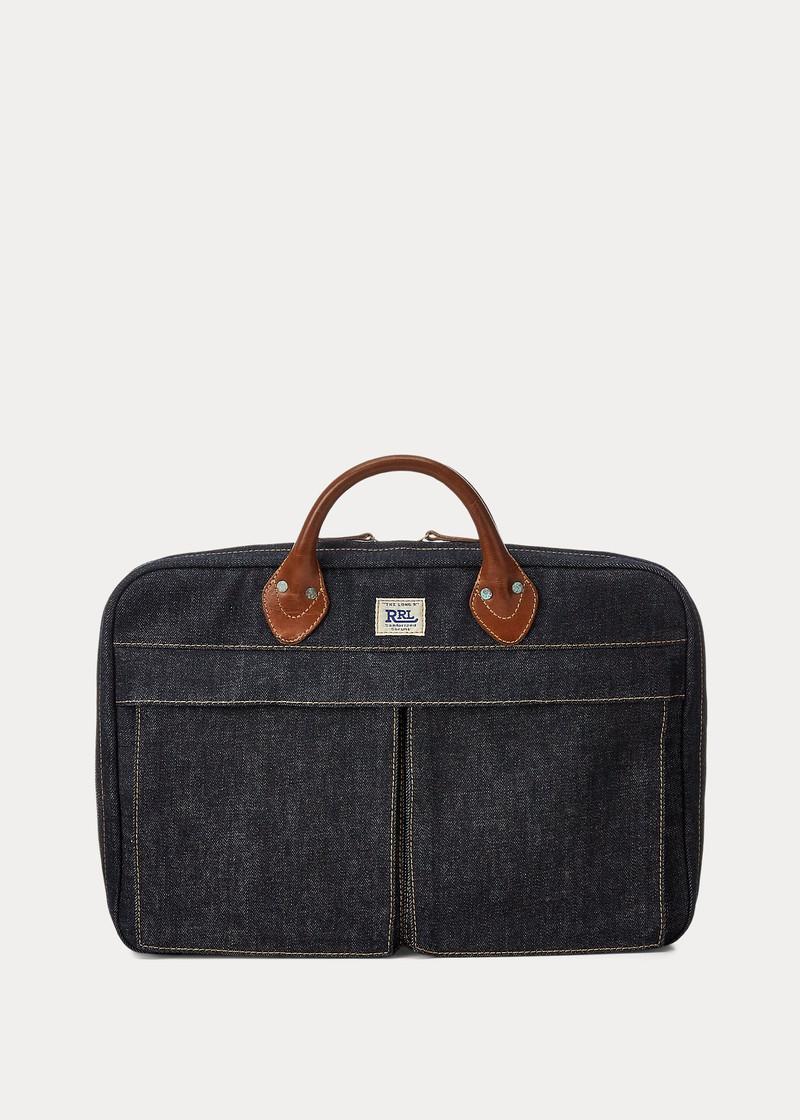 Leather-Trim Denim Briefcase 1