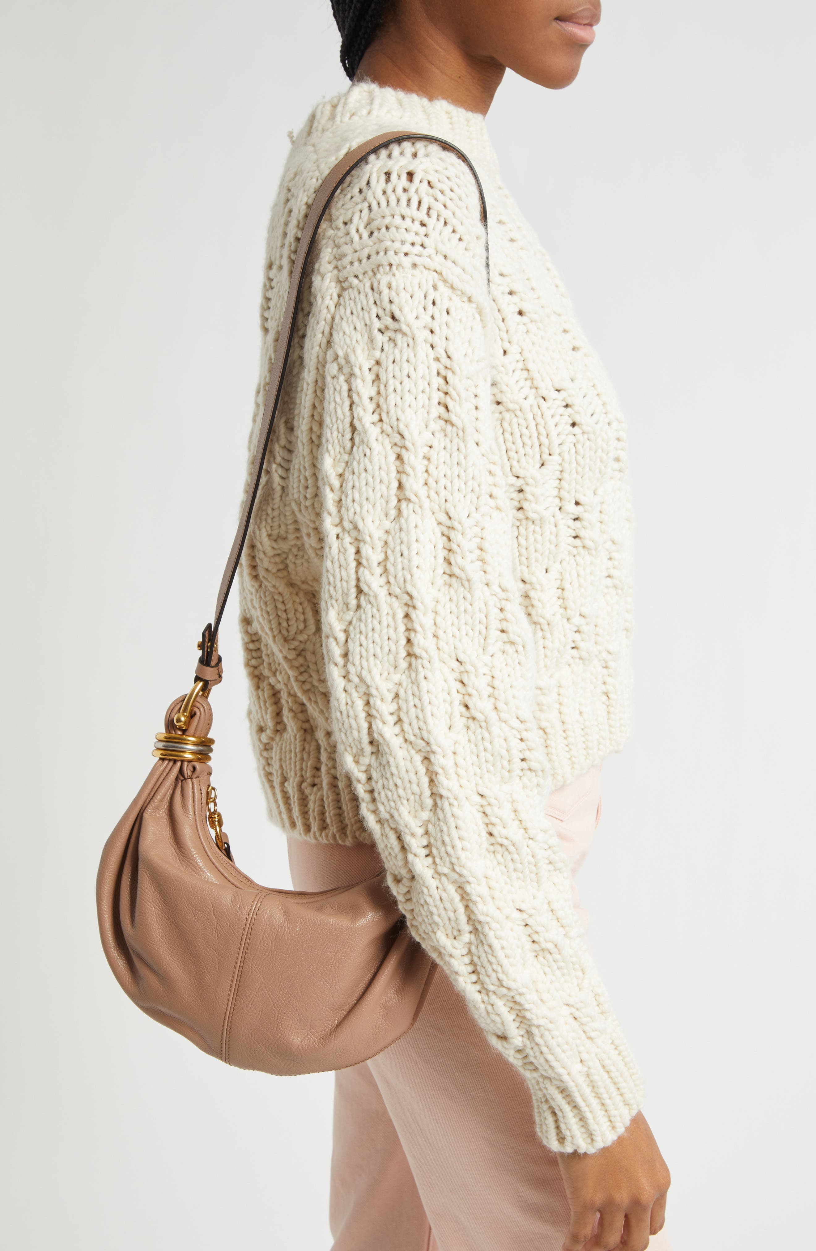 Chloé Mini Bracelet Leather Hobo Bag in Woodrose at Nordstrom - 3