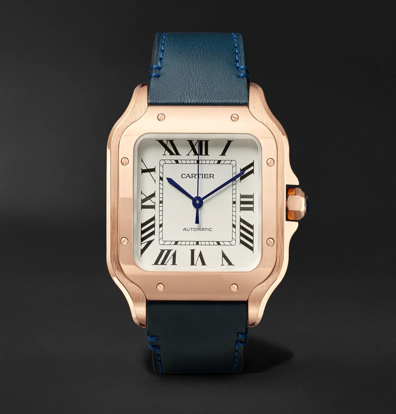 Santos Automatic 35.1mm Rose Gold Interchangeable Alligator and Leather Watch, Ref. No. WGSA0012 - 3