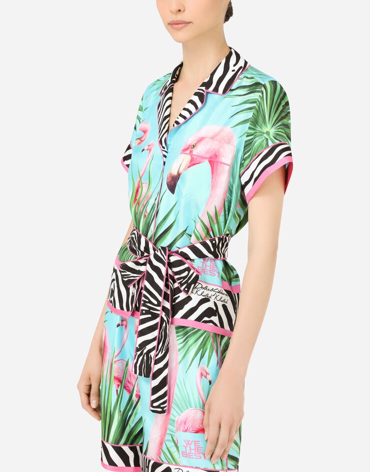 Flamingo-print twill shirt - 4