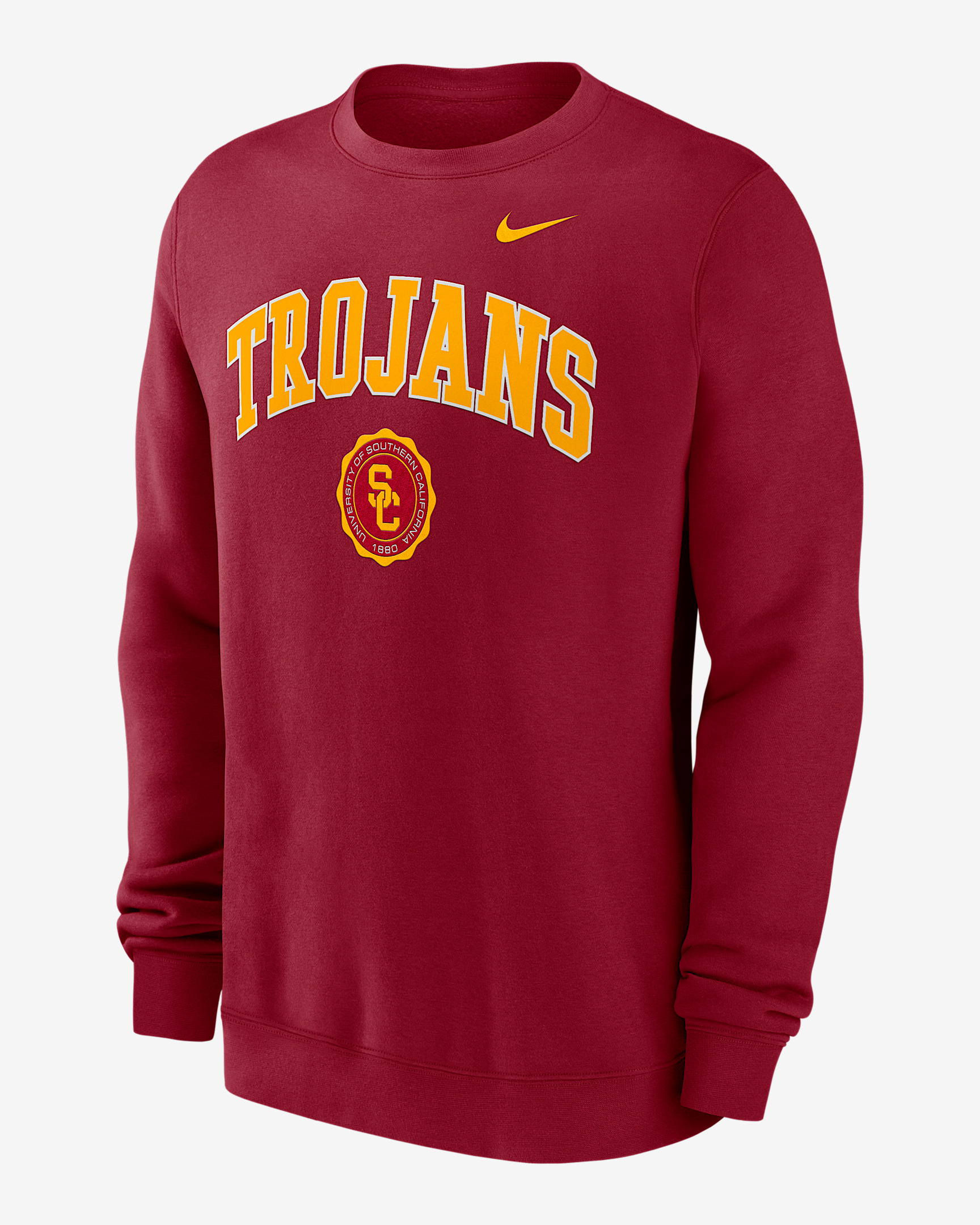 USC Trojans Arched Seal Men's Nike College Pullover Crew - 1