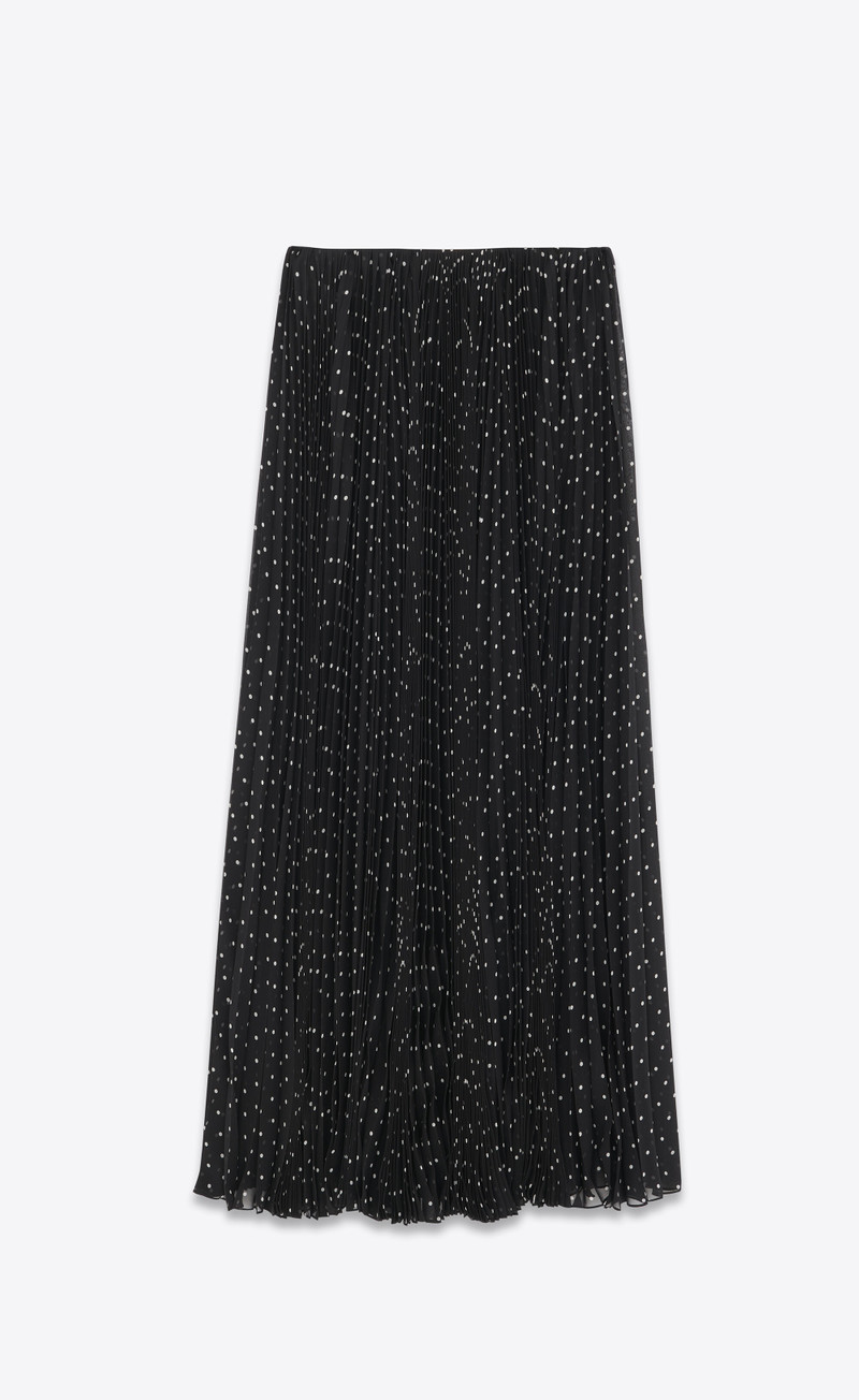 long pleated skirt in polka-dot silk muslin 1