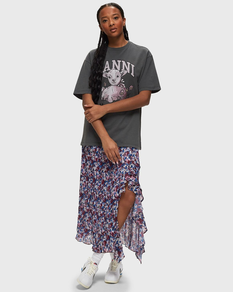 GANNI Pleated Georgette Midi Flounce Skirt outlook