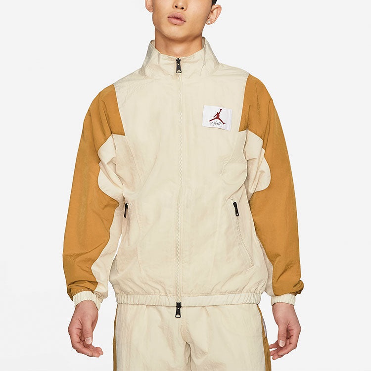 Air Jordan Flight Stitched Casual Sports Collar Jacket For Men Wheat CV3151-275 - 3