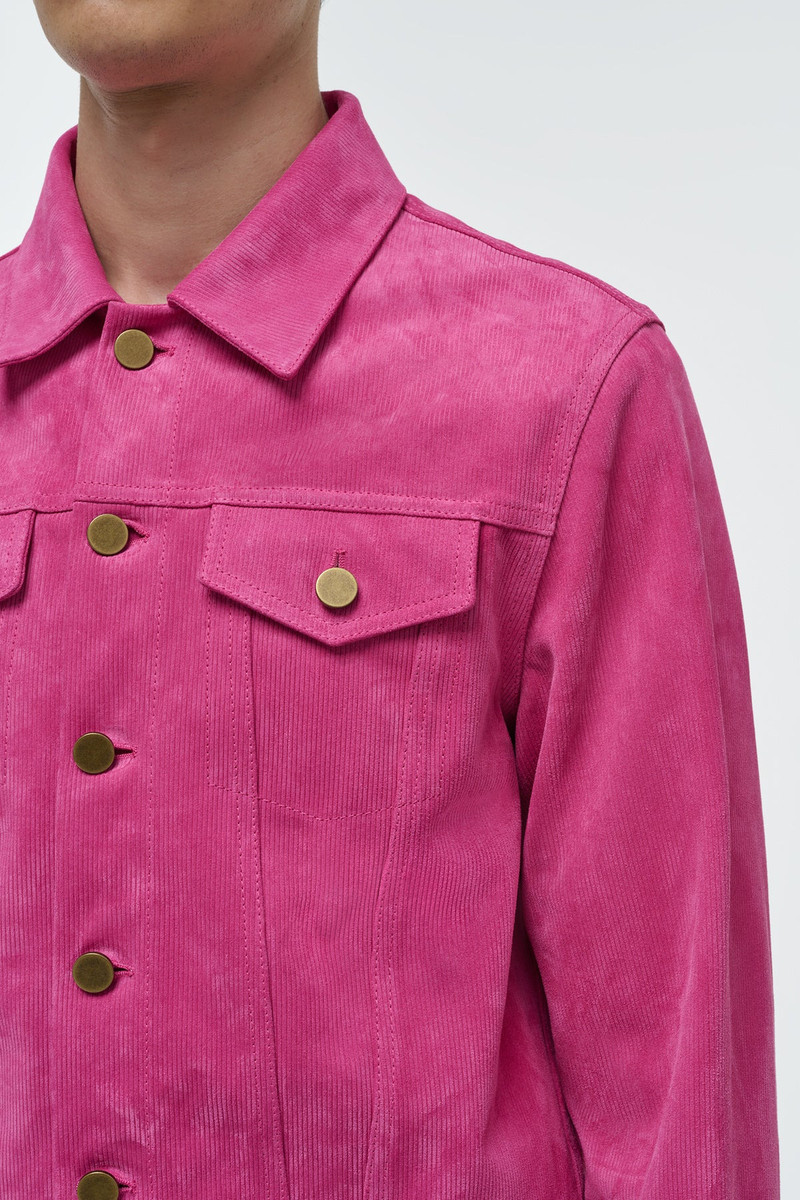 Barry Trucker Jacket in Fuchsia Suede Corduroy 6
