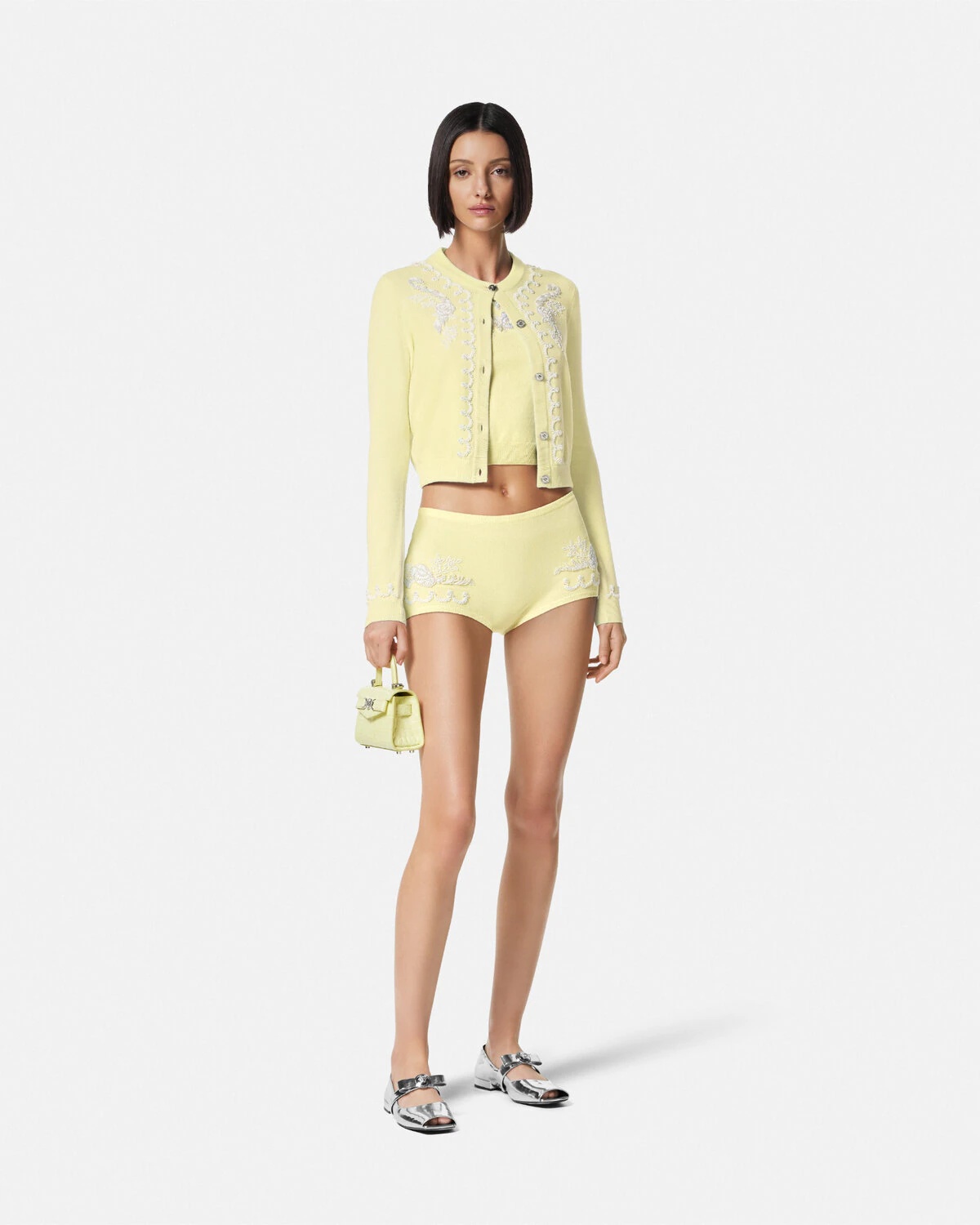 Embroidered Cashmere Knit Shorts - 2