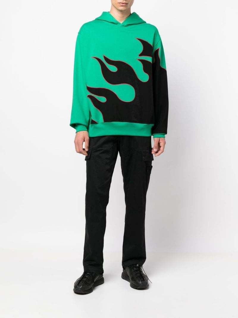 Just Don flame-print cotton hoodie outlook