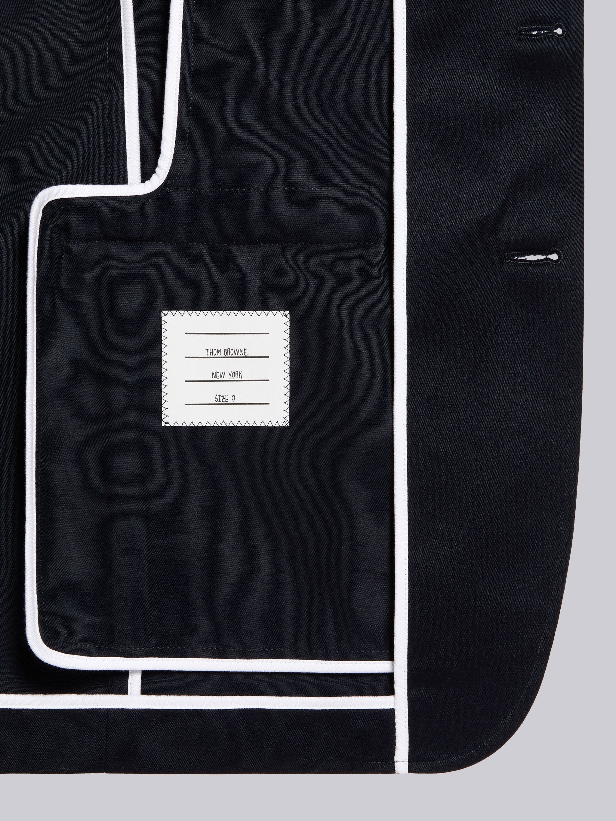 Navy Broderie Anglaise Sky Motif 4-Bar Unconstructed Jacket - 6