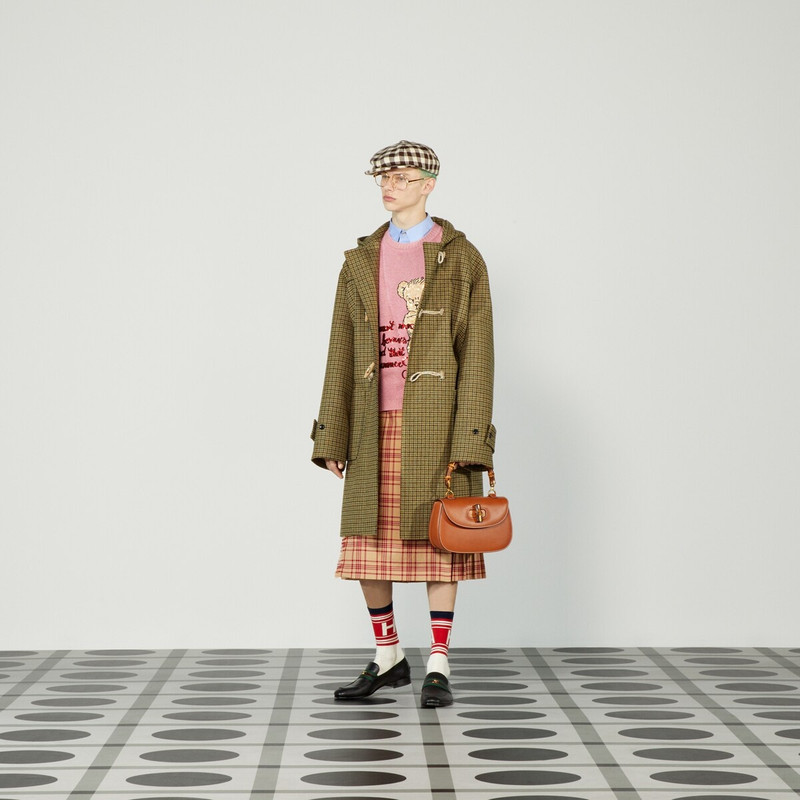 GUCCI Gucci HA HA HA houndstooth coat outlook