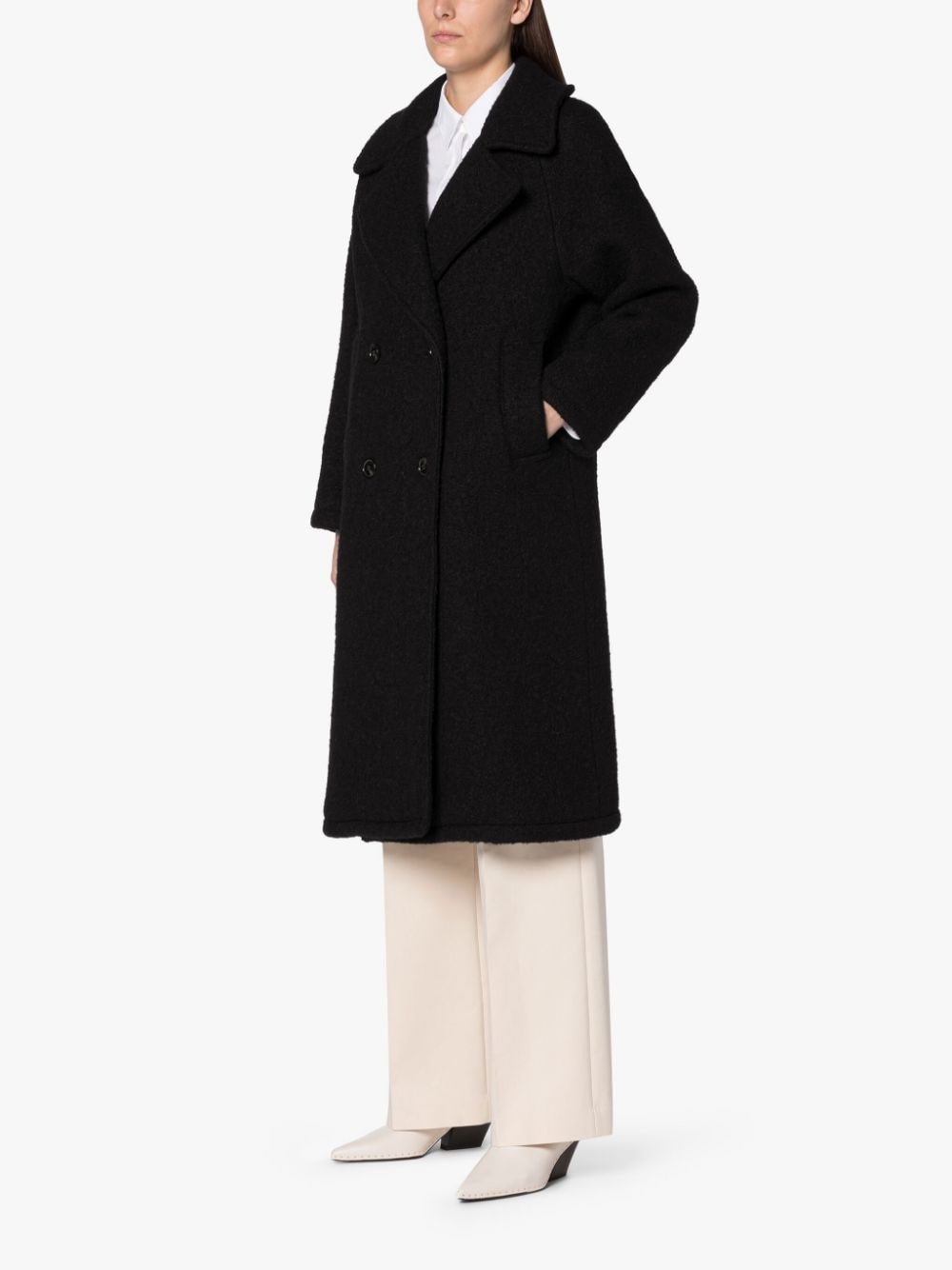 ROBINA NAVY VIRGIN WOOL BLEND DOUBLE BREASTED COAT - 2