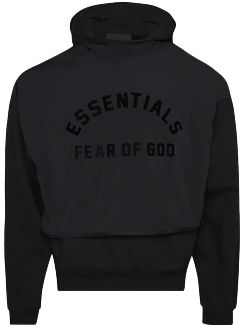 layered logo-print fleece hoodie - 1