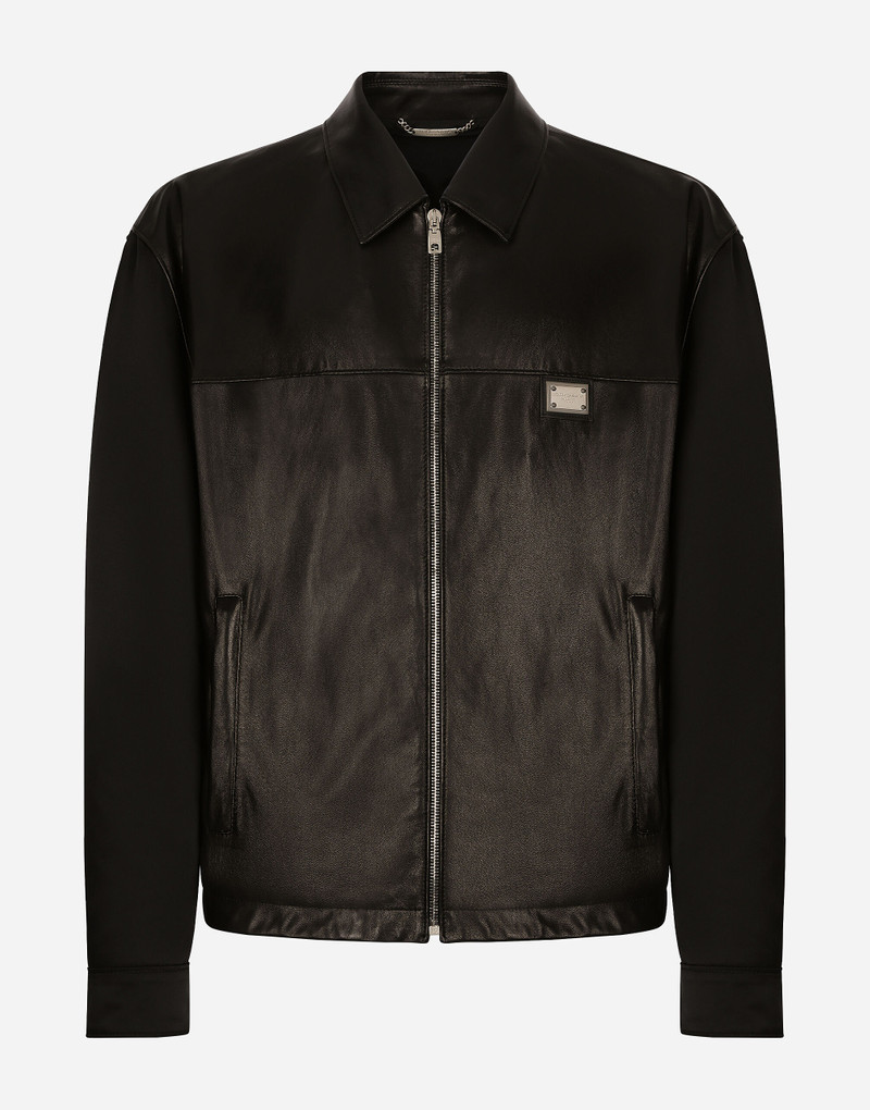 Fabric and leather jacket 1