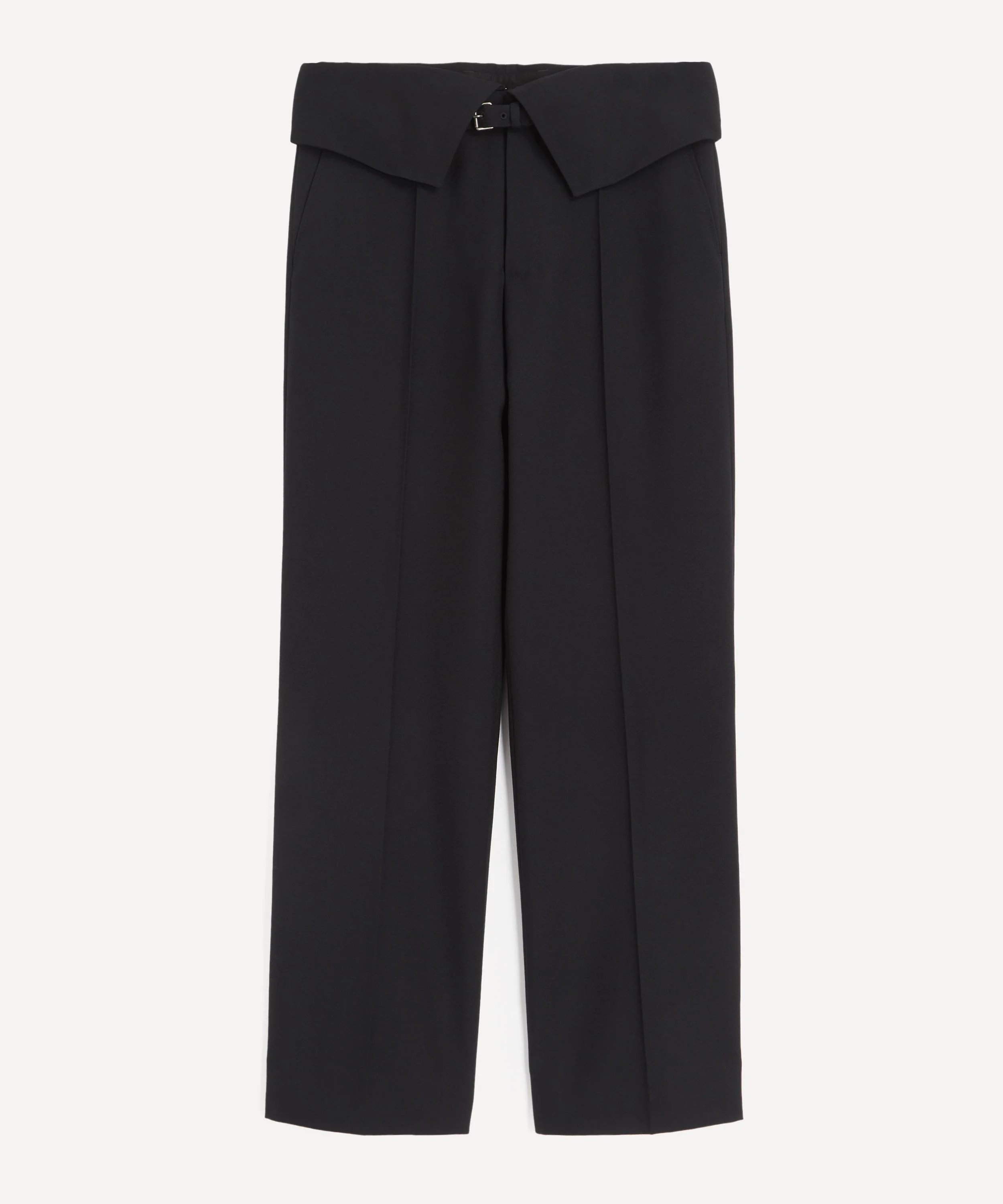 Navy Folded Wool Trousers - 1