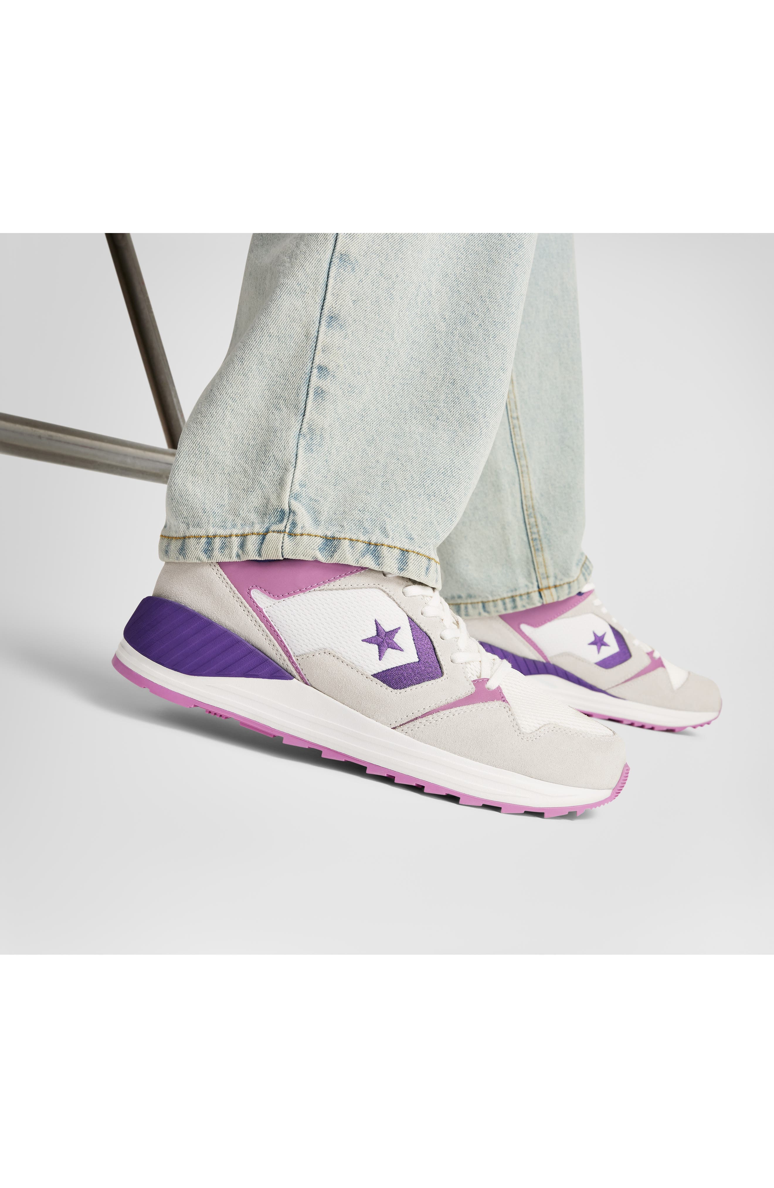 Converse Gender Inclusive Wave Trainer Sneaker in Vintage White/Egret/purple at Nordstrom - 9