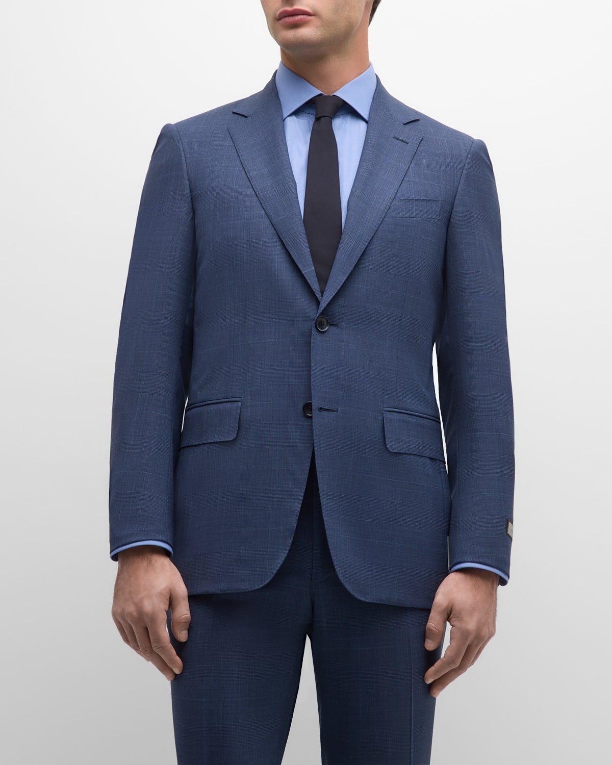 Men's Plaid Super 130s Wool Suit - 1