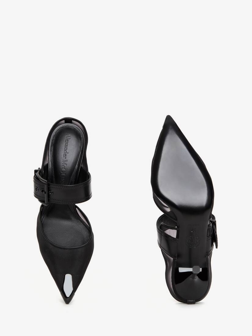 Punk Buckle Mule in Black - 4