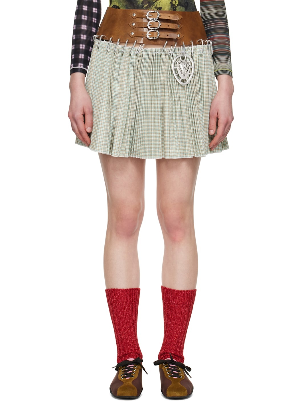Brown & Green Sonny Carabiner Miniskirt - 1