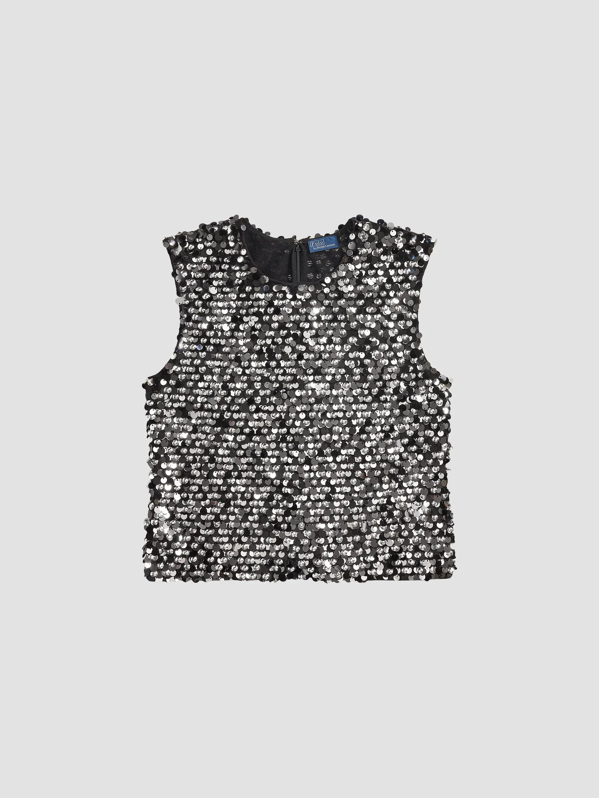 Women's Sequined Mesh Tank - Black - 1