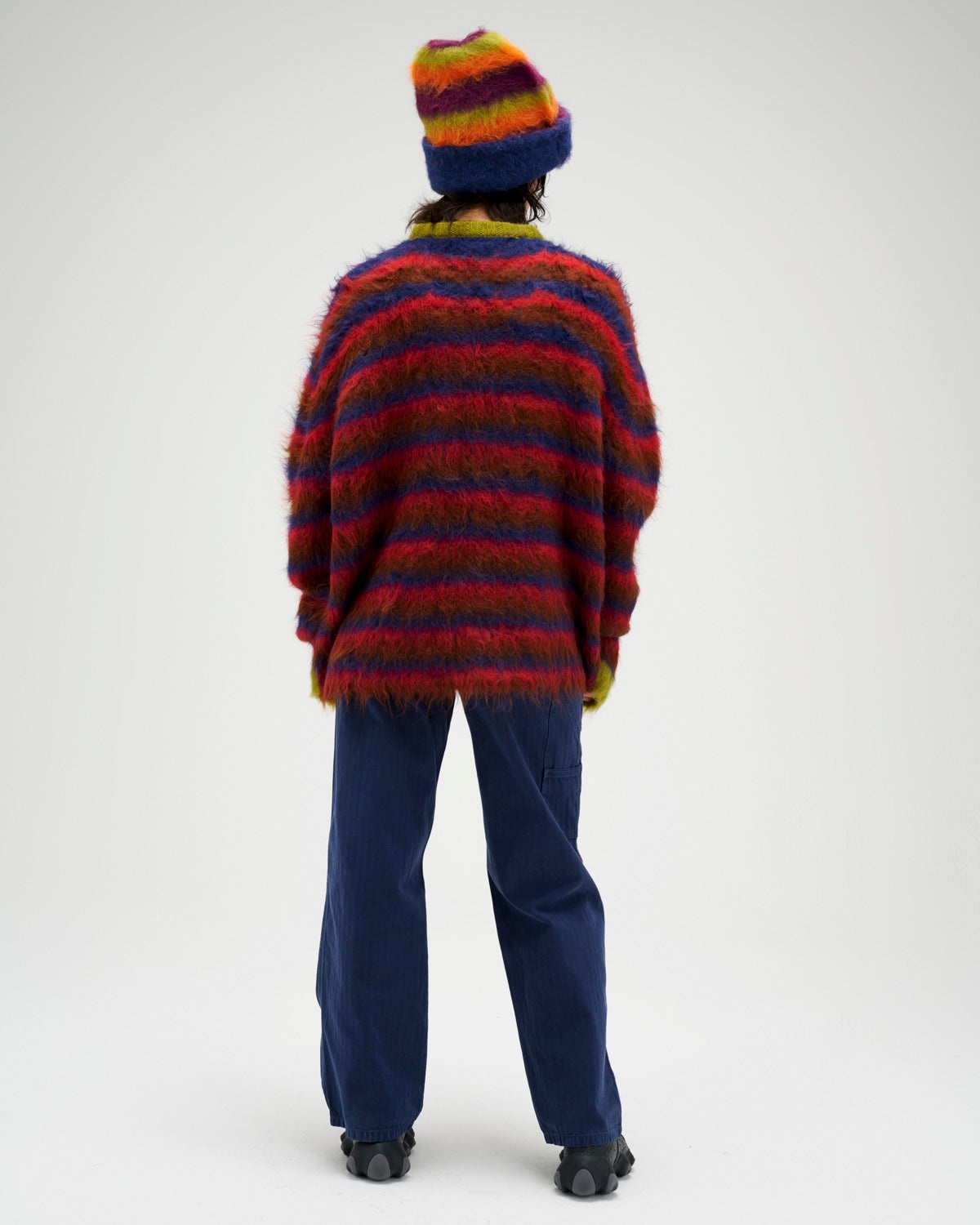 Stripe Boxy Knit Sweater - Brown Multi - 8