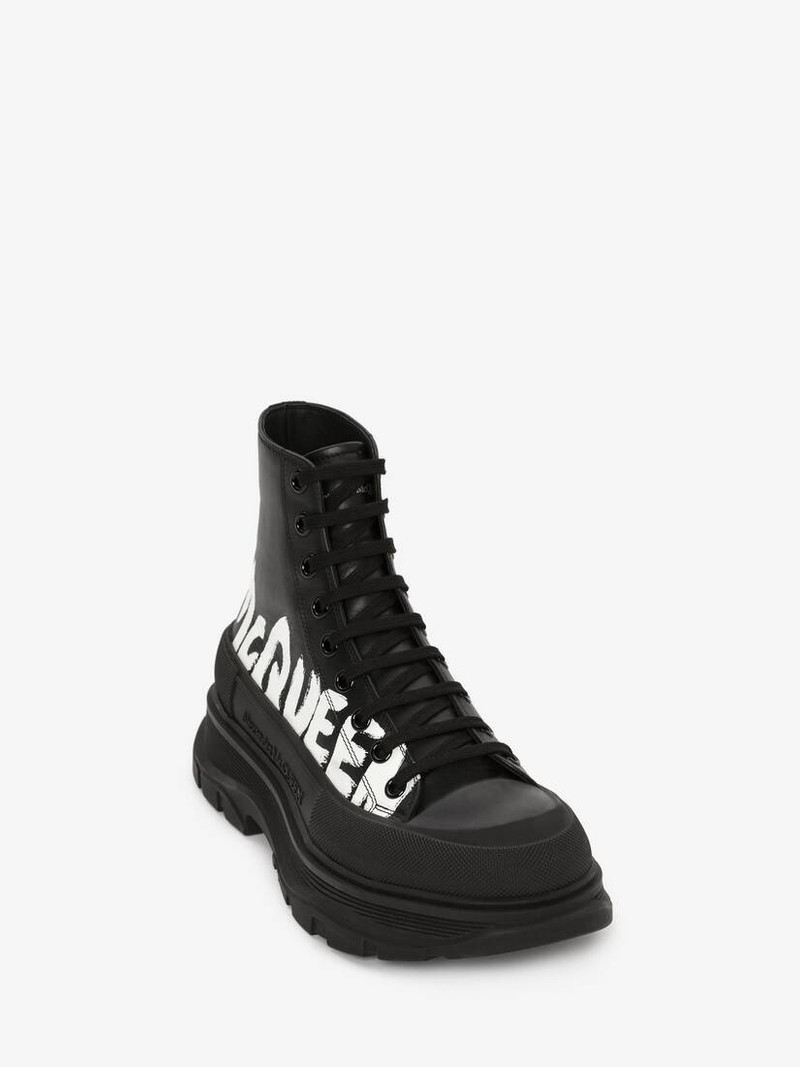 Alexander McQueen Men's Tread Slick Boot in Black/white outlook