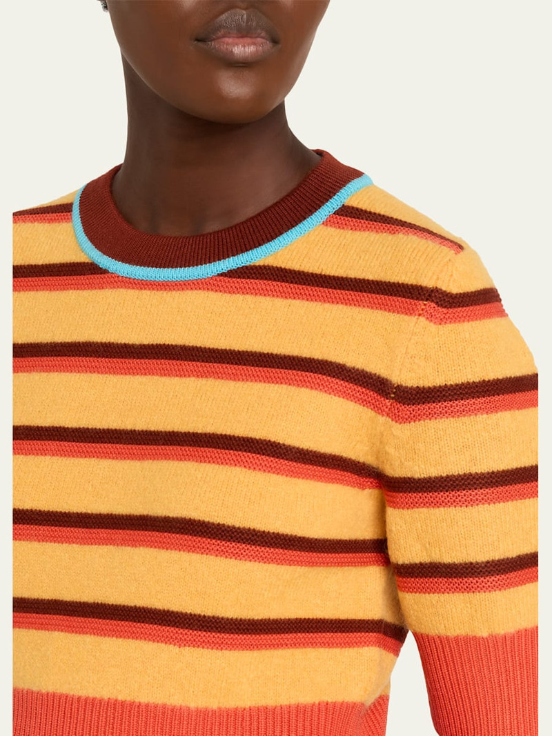 CHRISTOPHER JOHN ROGERS Striped Short-Sleeve Crop Sweater outlook