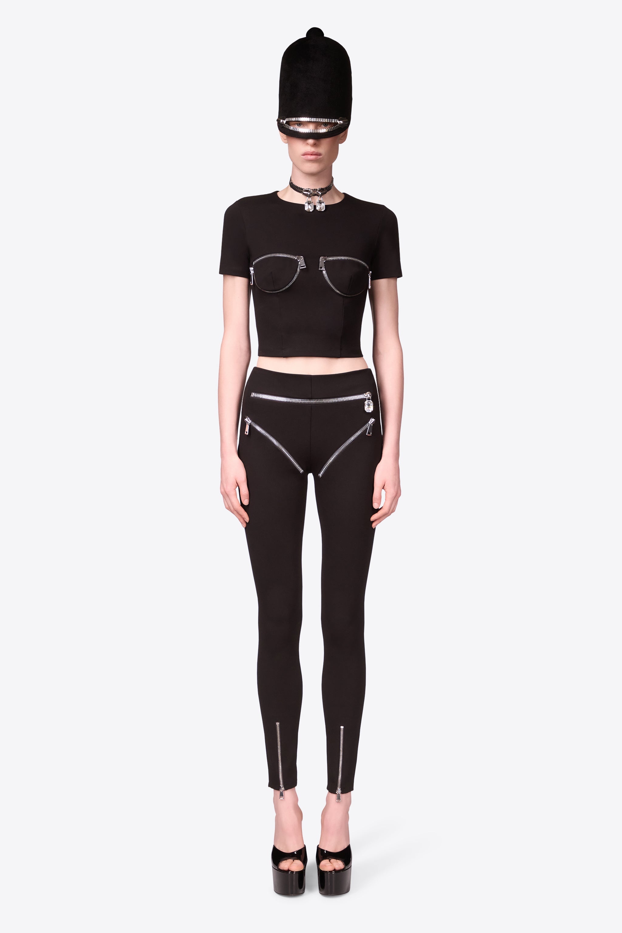 ZIPPER BUSTIER CUP T-SHIRT - 4