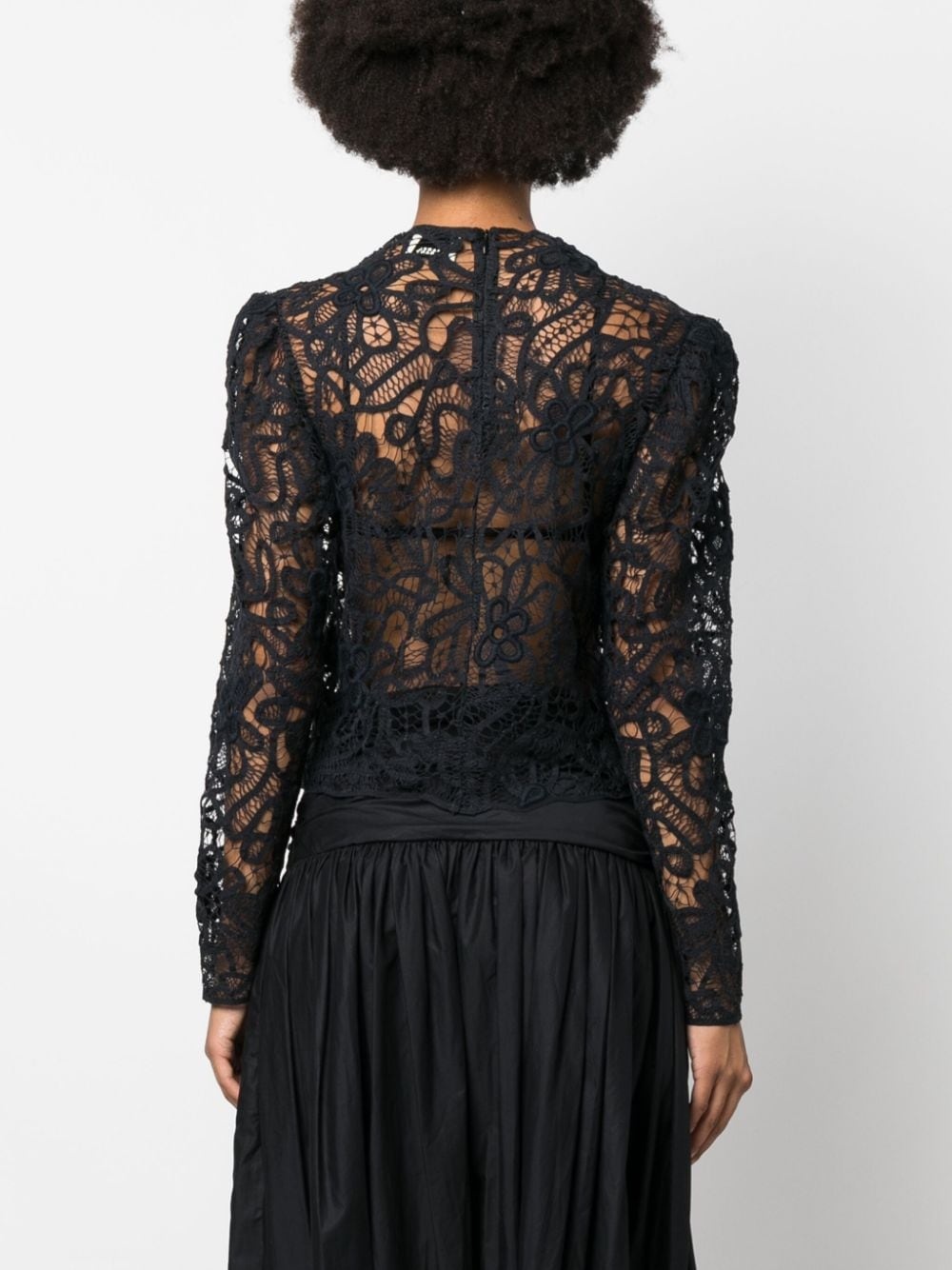 lace-detailed long-sleeve top - 4