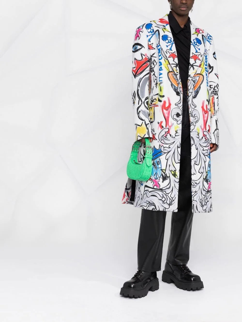 Agnelli graffiti-print single-breasted coat - 2