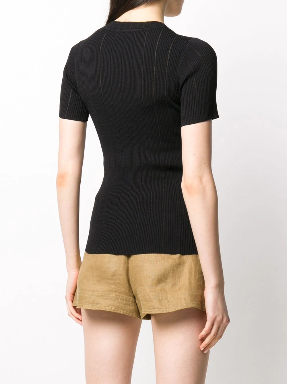 ribbed knit scooped neck top - 4