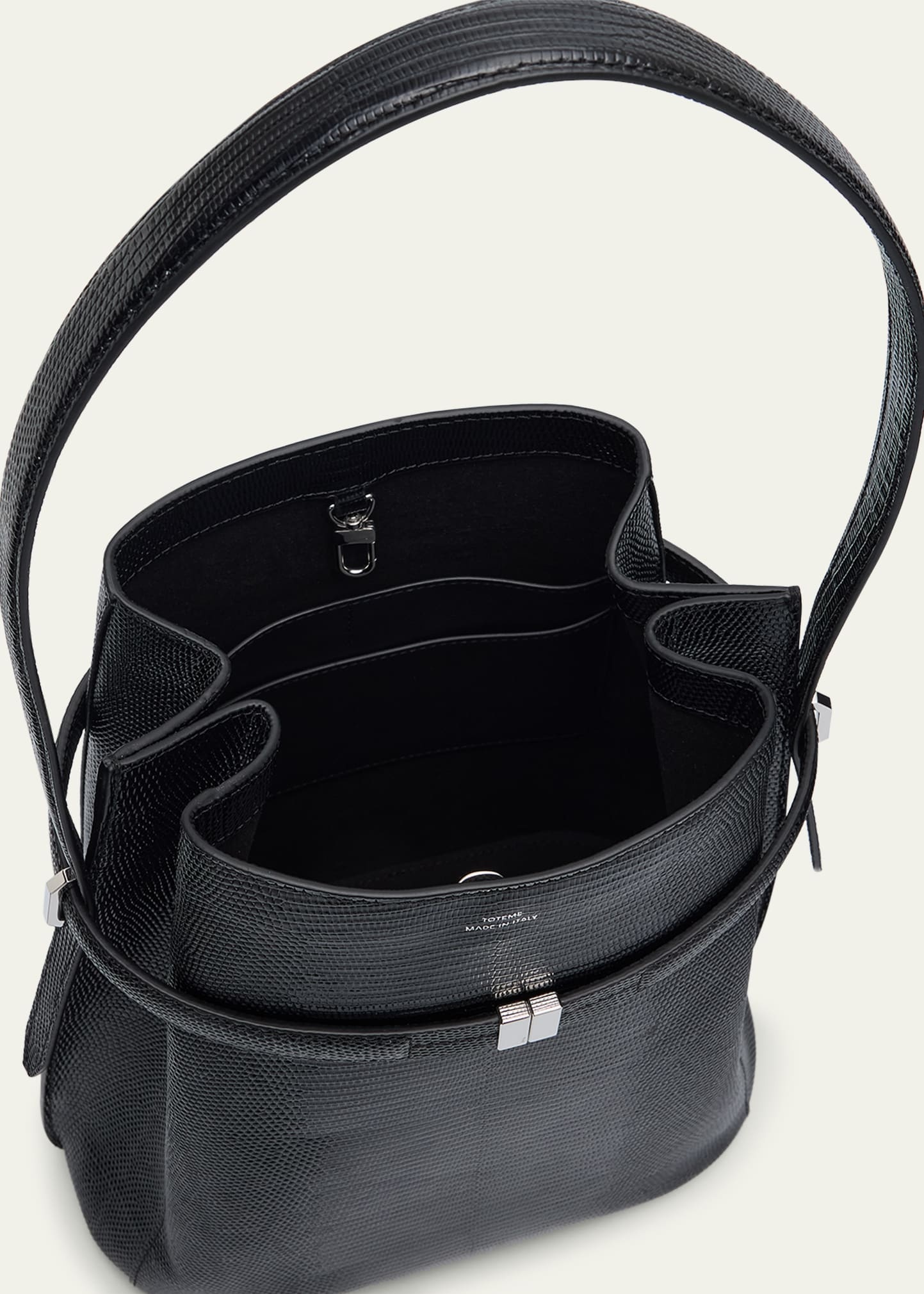 Totême Belted Lizard-Embossed Leather Bucket Bag