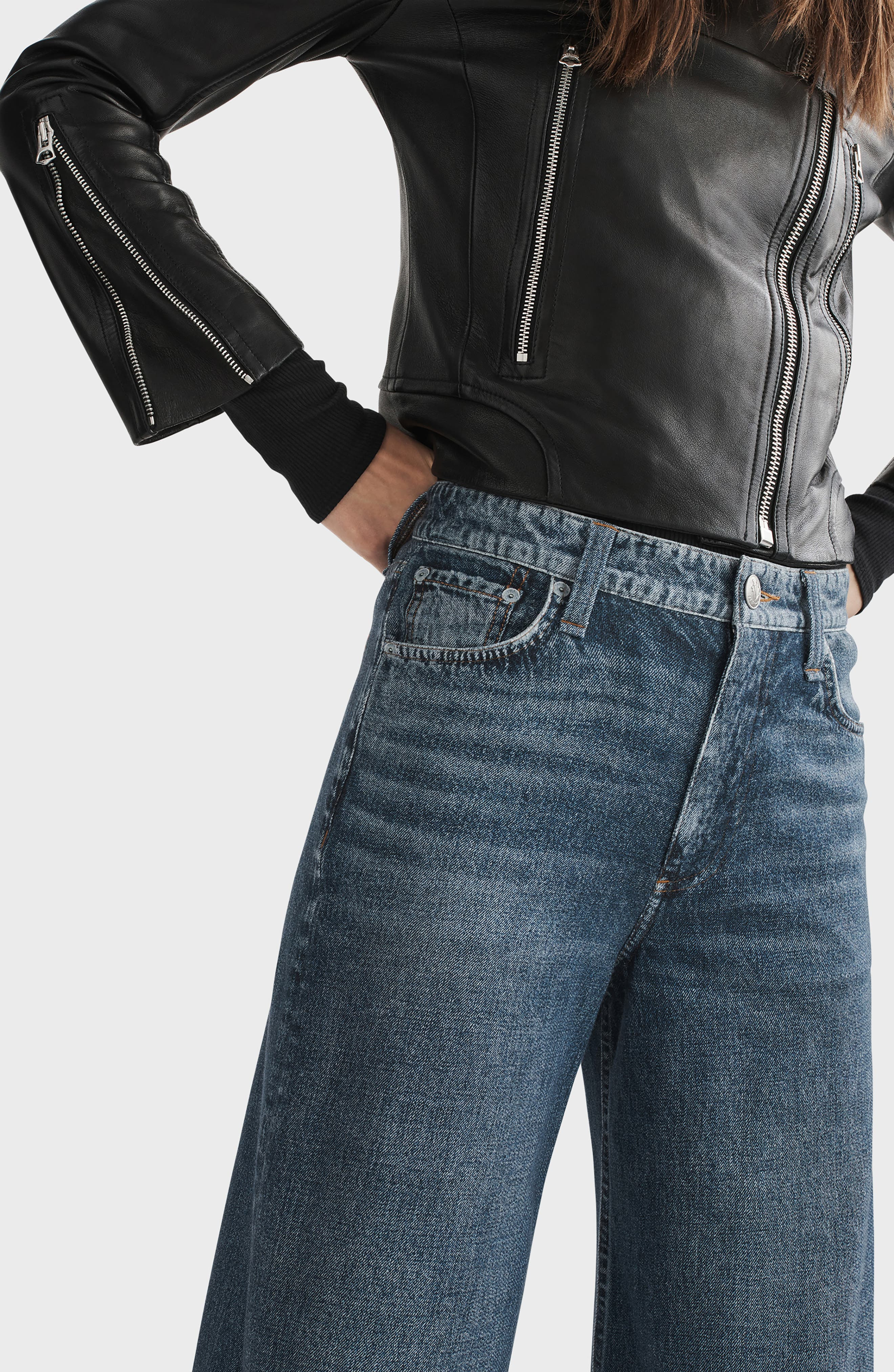 rag & bone Miramar Sofie High Waist Cotton Terry Sweatpant Jeans in Kimbr at Nordstrom - 4