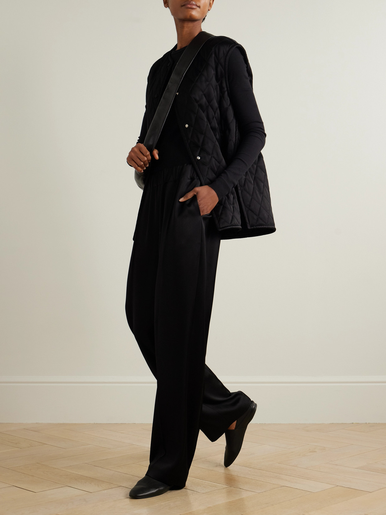 Pleated Satin Straight-leg Track Pants - 2