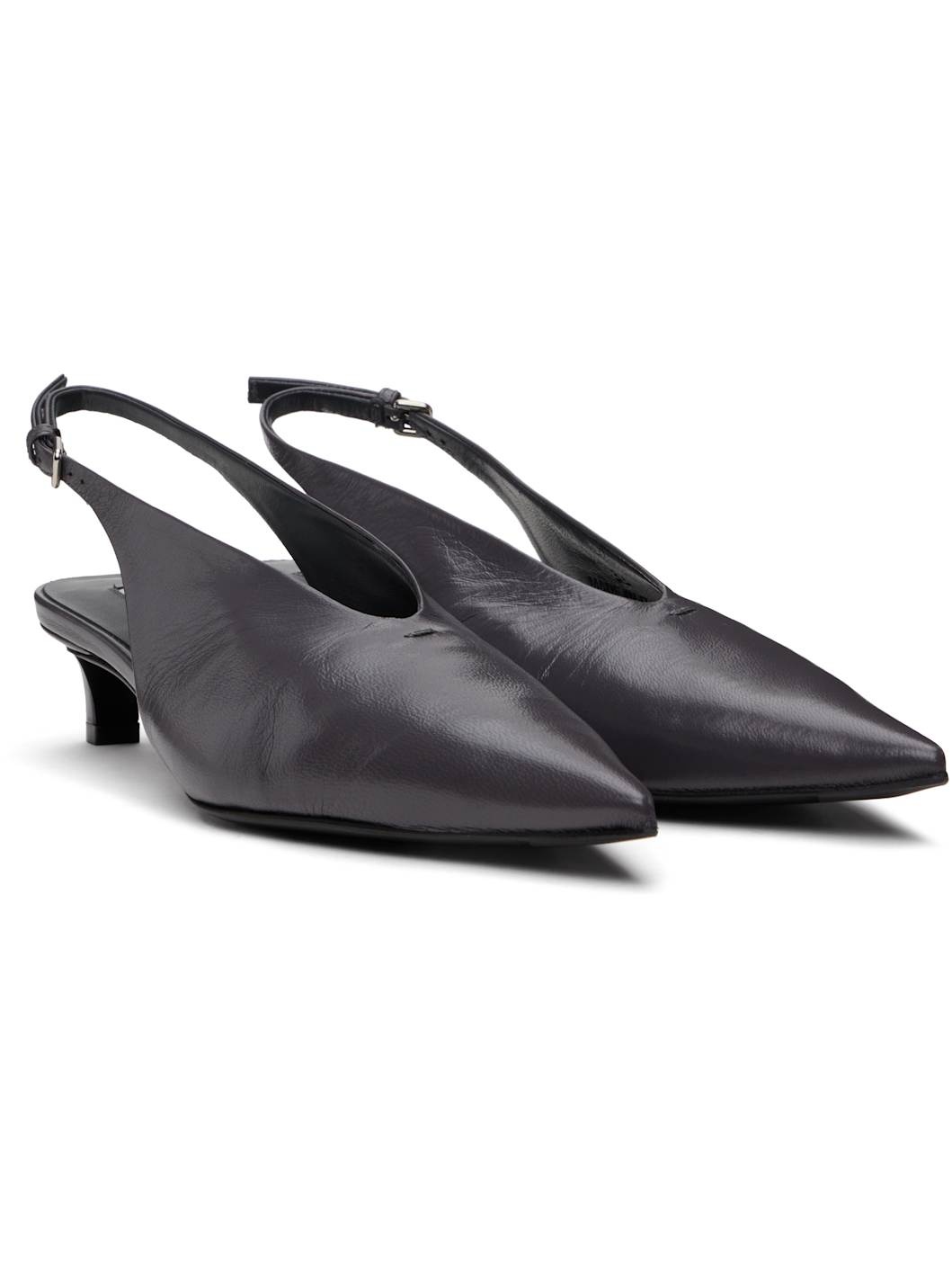 Gray Slingback Heels - 4