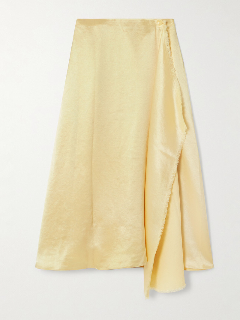 Verlap Draped Frayed Dupioni Wrap Maxi Skirt 1