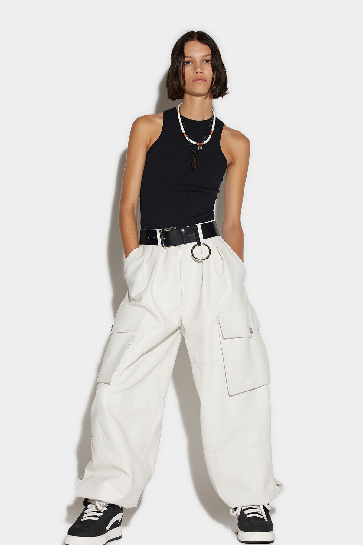 LEATHER CARGO PANTS - 1