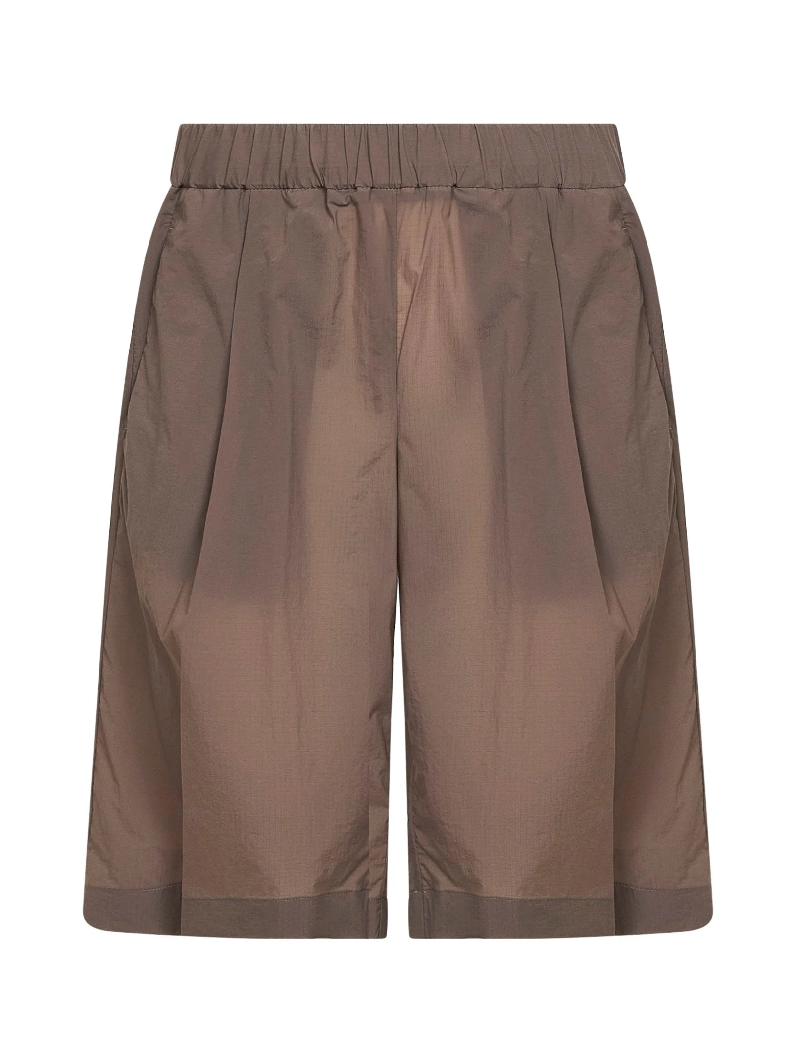 Dove grey stretch ripstop nylon Bermuda shorts - 1