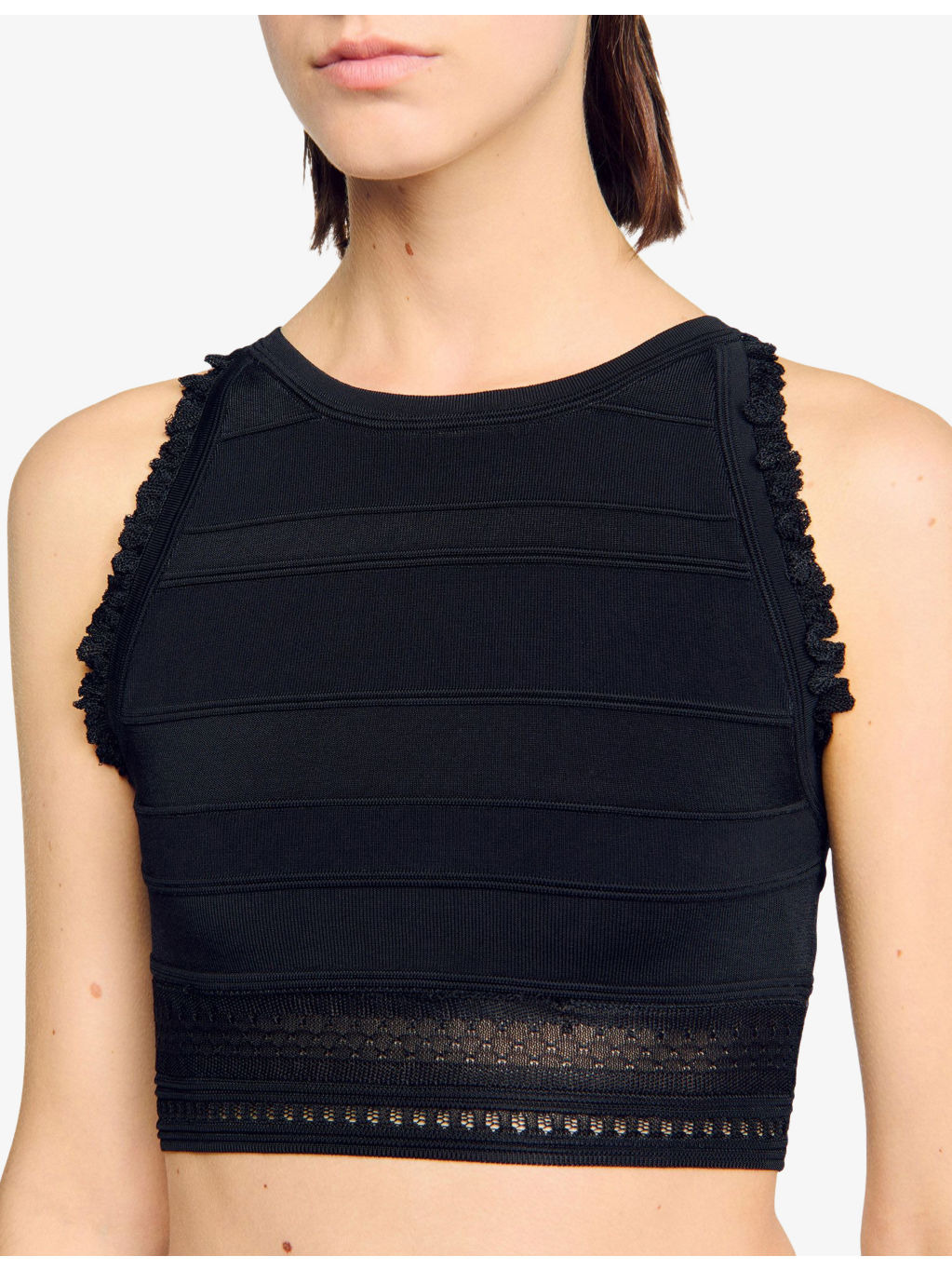 Sleeveless Cropped Knitted Top - 5