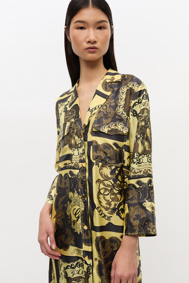 YELLOW PRINTED SILK MAXI DRESS 4