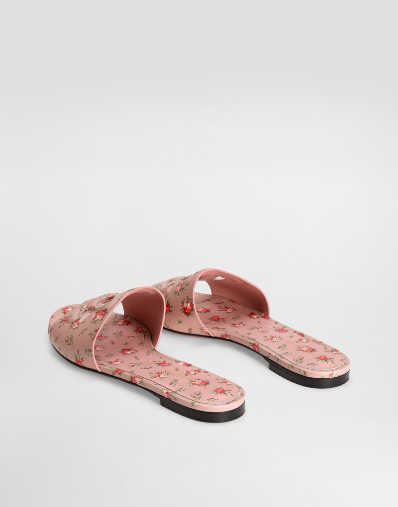 Dolce & Gabbana Calfskin flat slippers with little roses print outlook