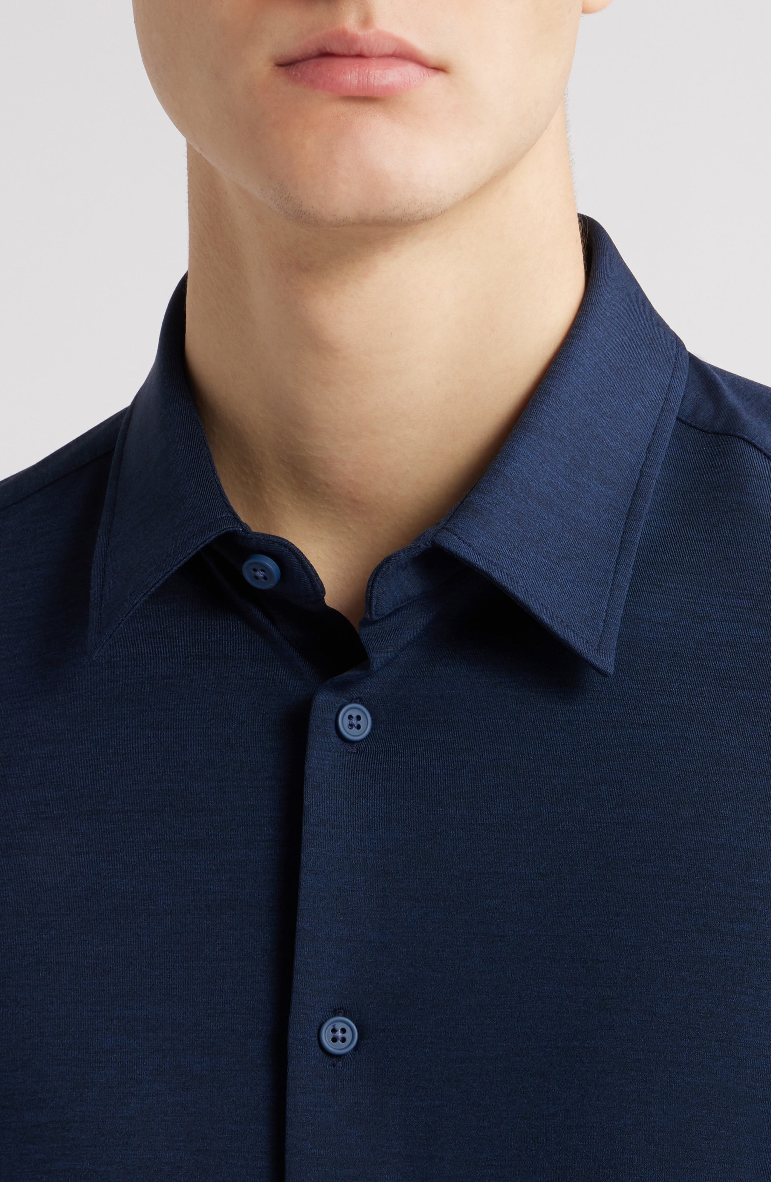BOSS Roan Kent Knit Button-Up Shirt in Dark Blue at Nordstrom - 2
