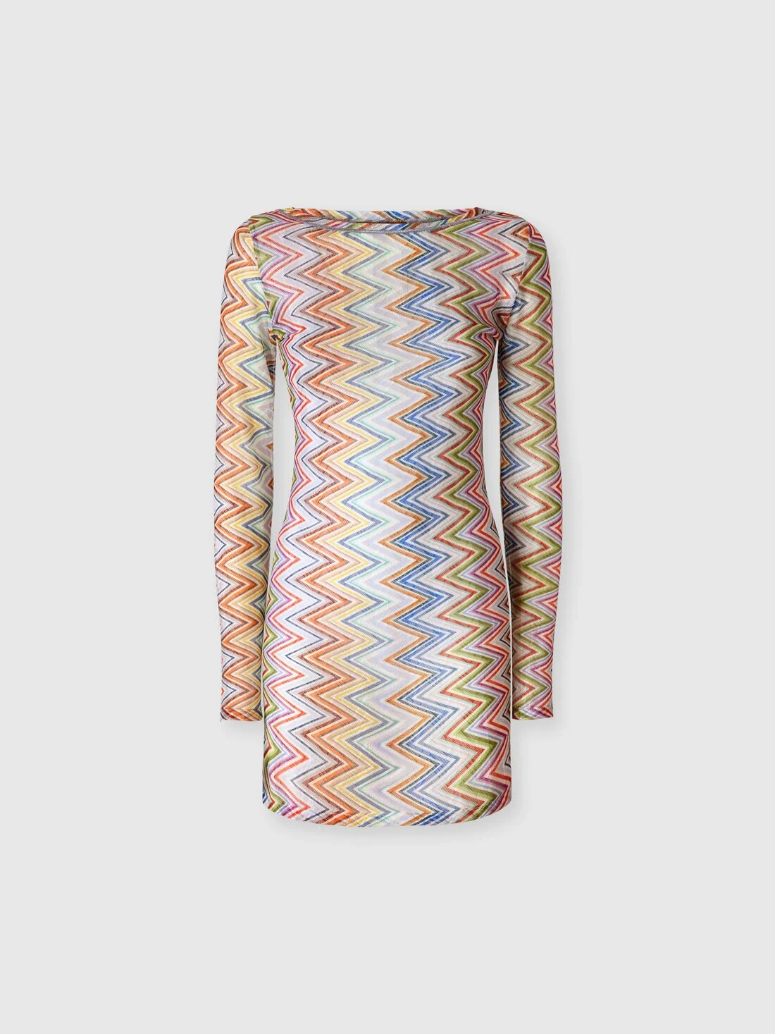 Long-sleeve T-shirt in zig zag printed fabric - 1