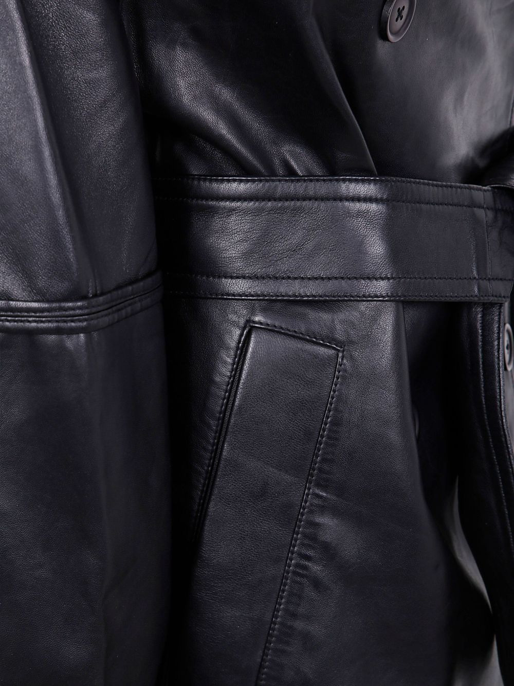 belted double-breasted leather jacket - 3