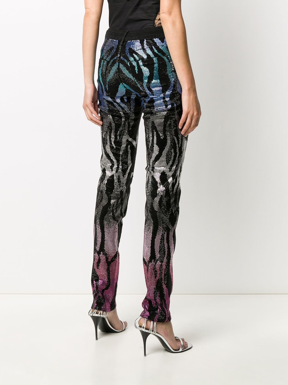 embellished zebra pattern jeggings - 4