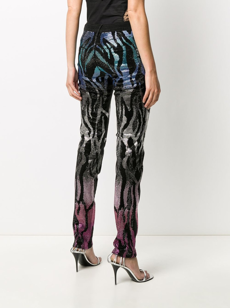 embellished zebra pattern jeggings 4