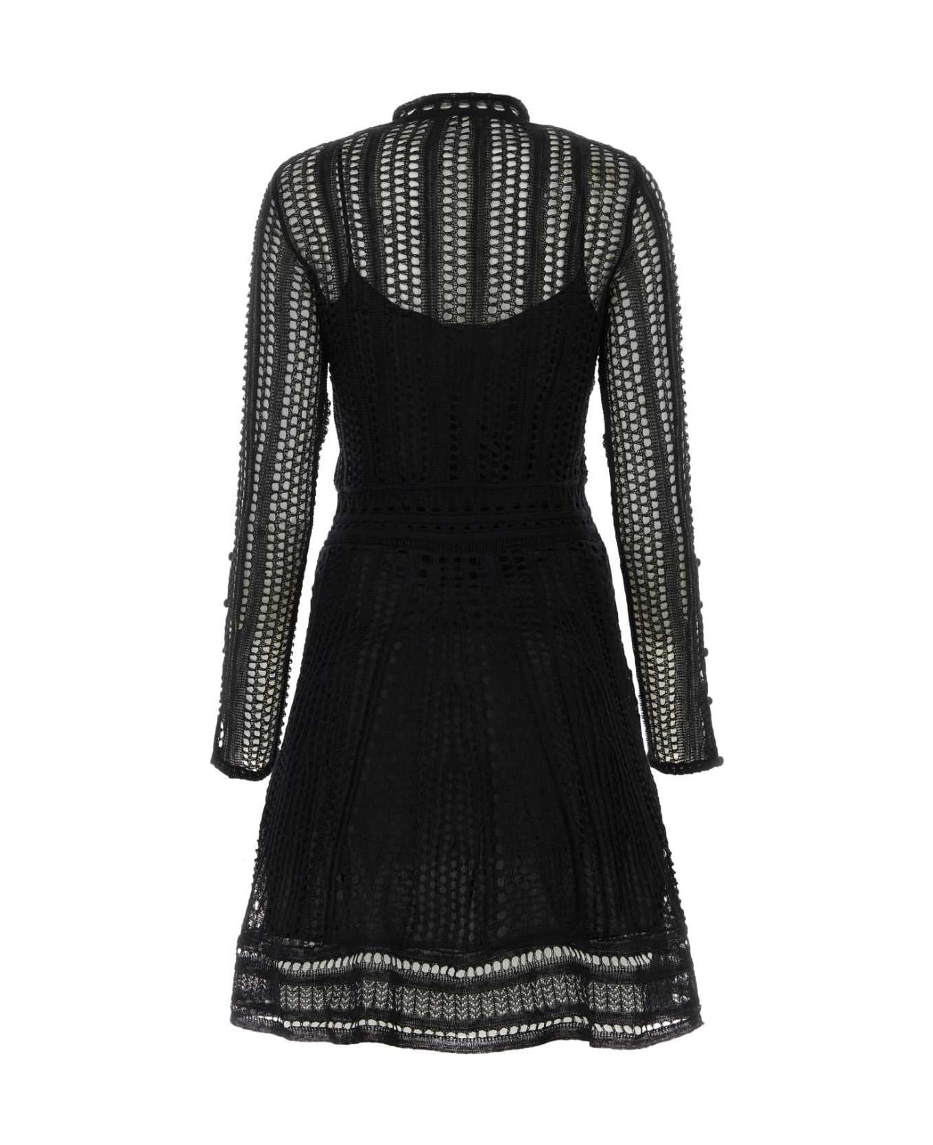 Black Linen Blend Mini Dress - 2