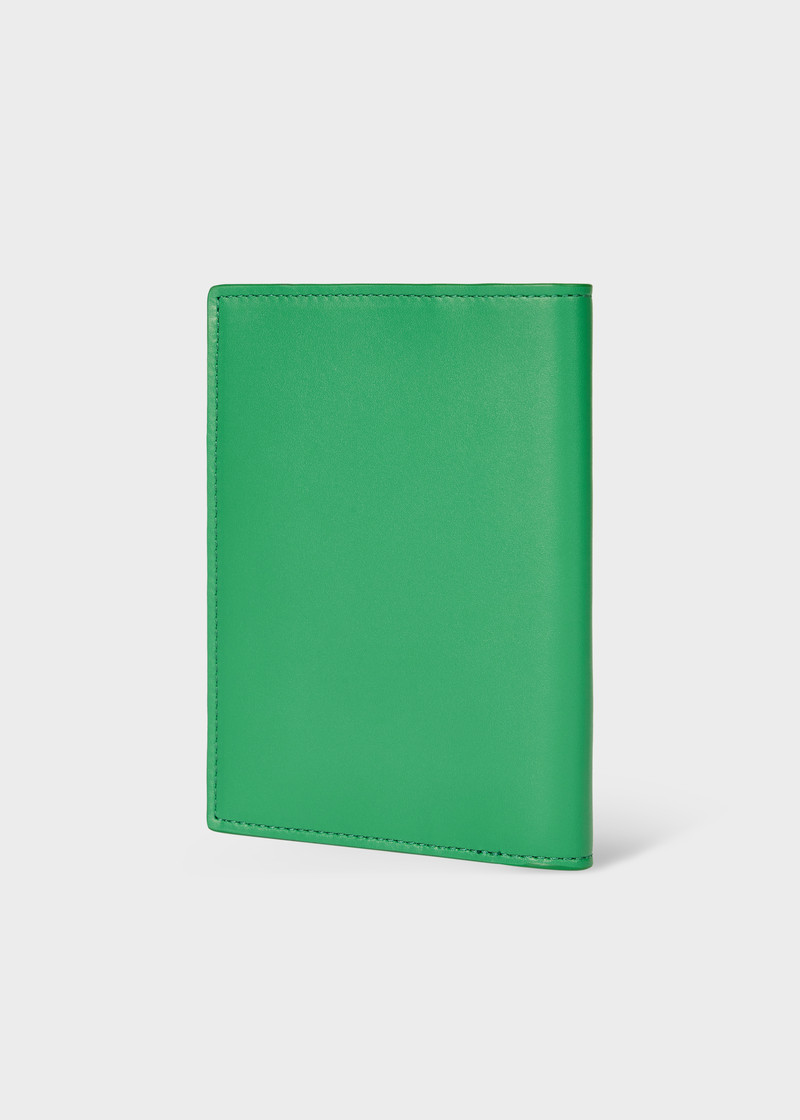Paul Smith Green 'Signature Stripe' Interior Leather Passport Cover outlook